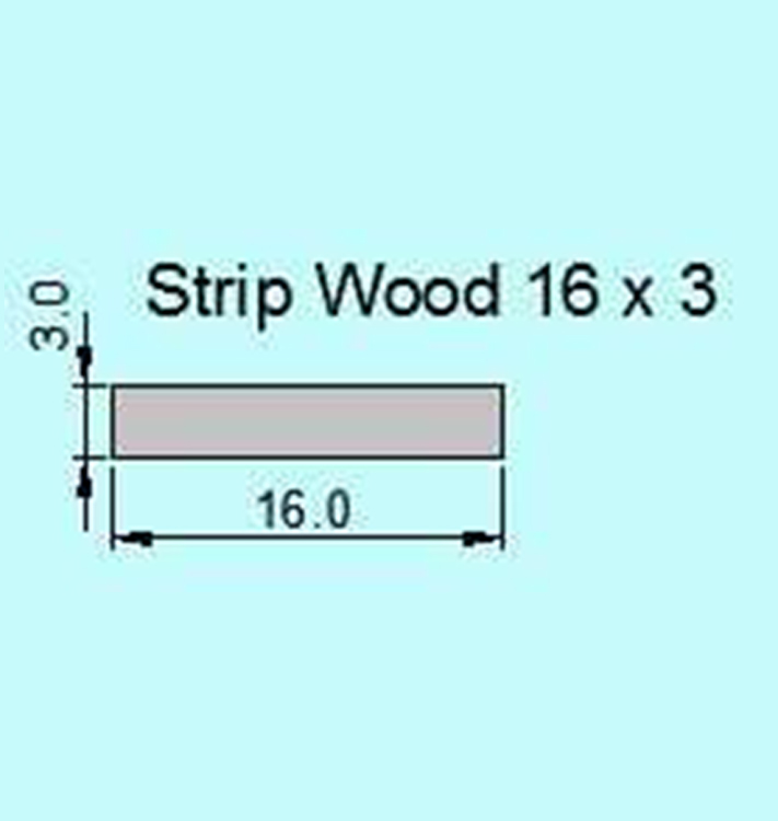 PlasTec standard Strip wood 16 x 3